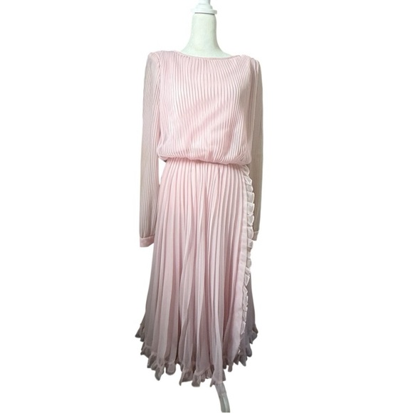 Miss Elliette Dresses & Skirts - Vintage Miss Elliette Pink Pleated Dress 1980s Midi California Designer